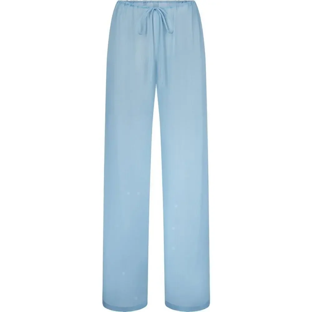 SKIMS Crinkle Silk Chiffon Cover Up Pants Drawstring Sheer Iris Blue NWT Size 4X